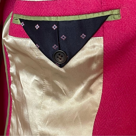 J Crew Robert Noble 100% Wool Fuscia Pink Herringbone Snatched-look Blazer Sz T8 - Picture 10 of 14